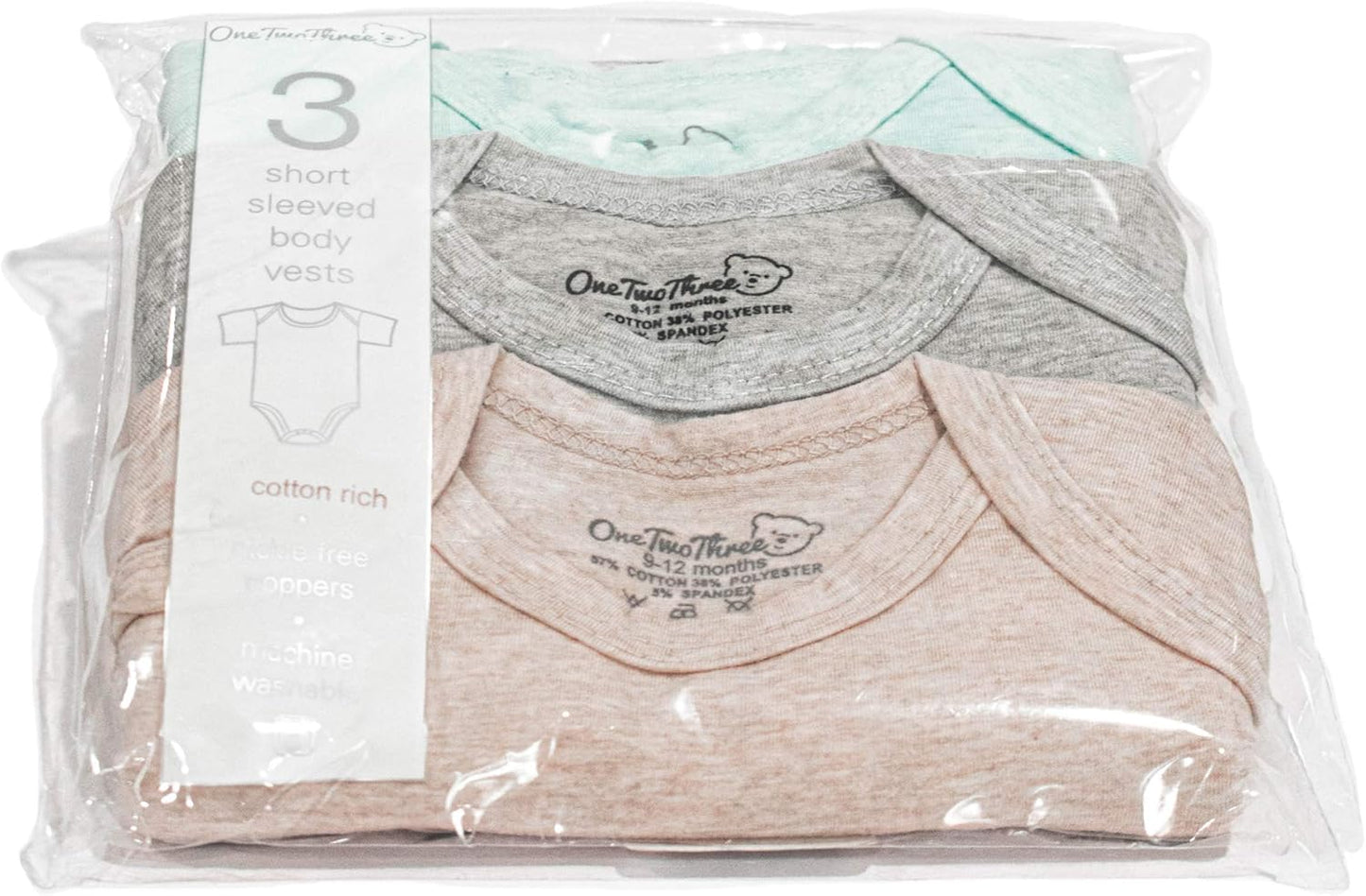 123 Bear Baby Cotton Spandex short-sleeve bodysuits unisex boy girl