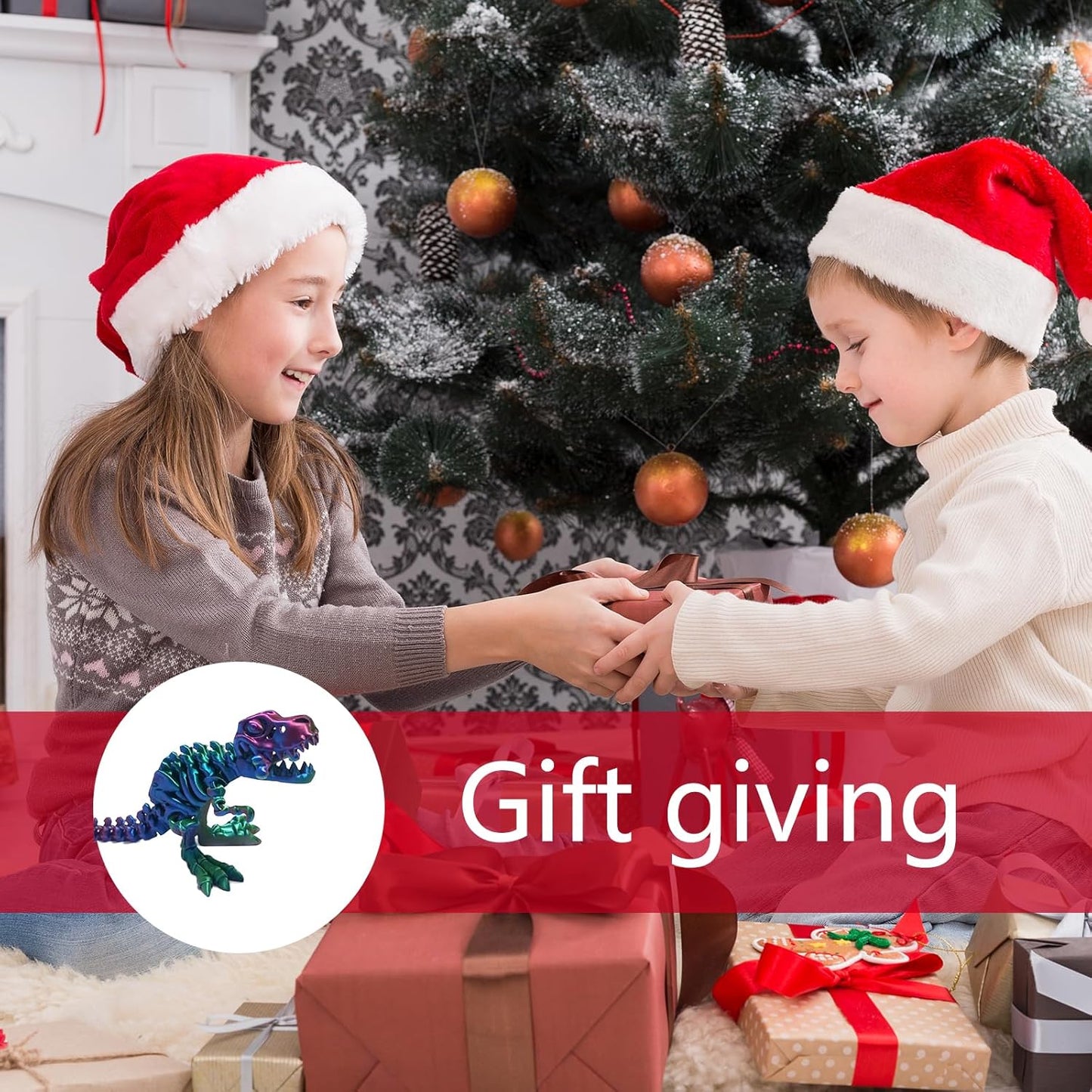 3D Printed Dinosaur Bones Tyrannosaurus Rex Skeleton with Movable Joints, 3D Model Skull T-Rex, Flexible Articulated Dinosaur Fidget Toys Adults for Autism/ADHD