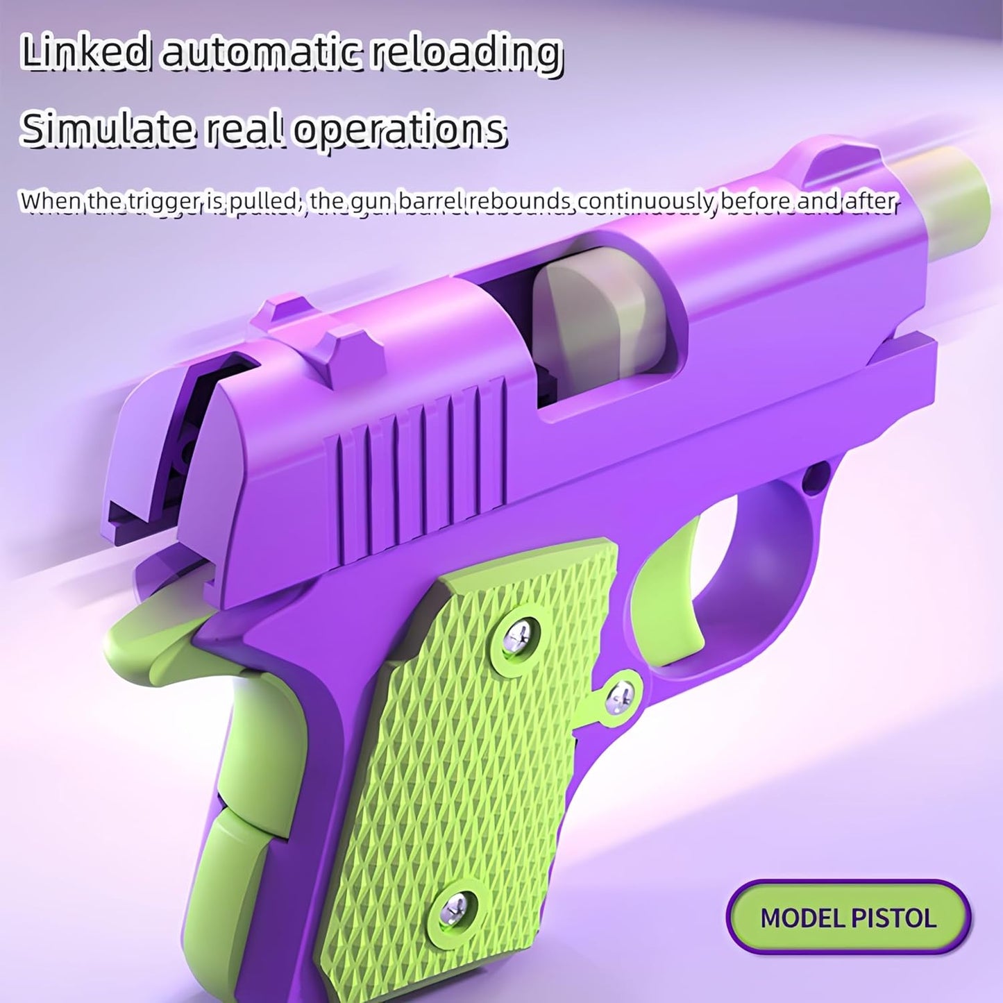1911 3D Printed Small Pistol Toys,Suitable Toys for Adults and Kids, Stress Relief Pistol Toys for Adults, Suitable for Relieving ADHD, Anxiety, Best Gift for Adults and Kids (PurpleGreen)