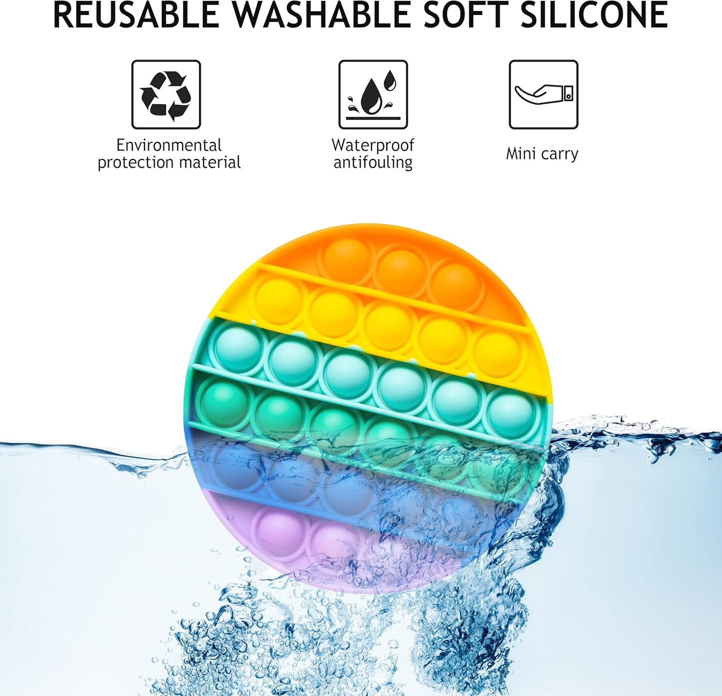 3 Pack Rainbow Push pop Bubble Sensory Fidget Toy - Pop up it fidget toy - Autism Special Needs Stress Reliever - Silicone Squeeze Sensory Toy (3 Pack - Rainbow)