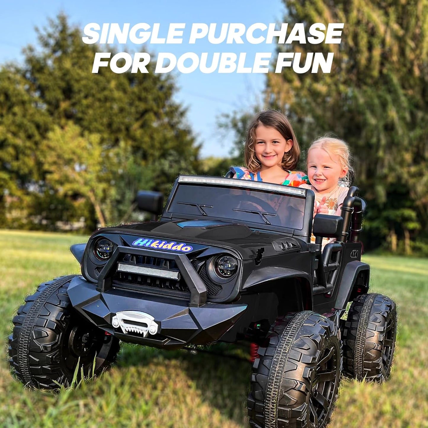 24V 9Ah Ride on Toy for Big Kids, 4WD 2 Seater Ride on Car Truck with Remote Control, 4x200W Motor - Black