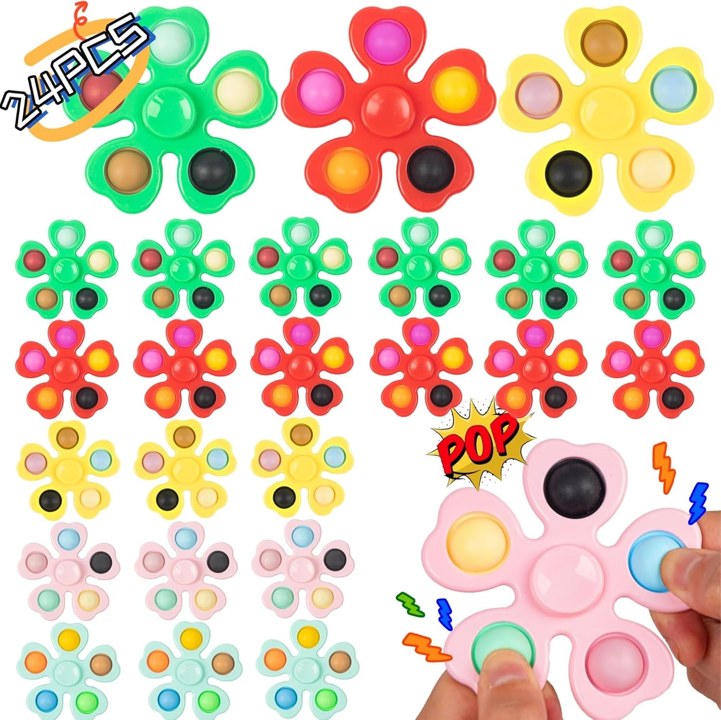 24 Pcs Fidget Spinners Bulk-Mini Pop Bubble Fidget Spinner Toys for Kids Teens Adults Birthday Party Favors,Return Gifts,Goodie Bags Stuffers,Party Games,Classroom Rewards Carnival Prizes