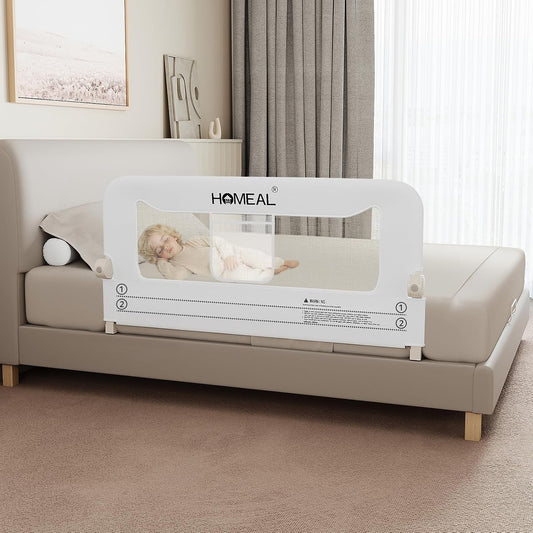 HOMEAL Bed Rail for Toddlers, 47in Foldable Toddler Bed Rails with U-Shape Base, Baby Bed Rail Guard for Twin, Full, Queen, King Beds, Bed Rail for Baby, Bed Guard Rail for Toddlers, White