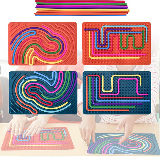 2 Pack Sensory Activity Board Fidget Toys for Calming, Silicone Double-Sided Design Quiet Sensory Toys for Kids and Adults Autism ADHD Stress Relief Toy Games Birthday Party