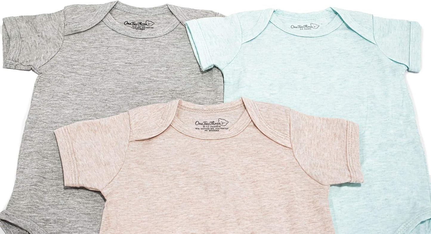 123 Bear Baby Cotton Spandex short-sleeve bodysuits unisex boy girl