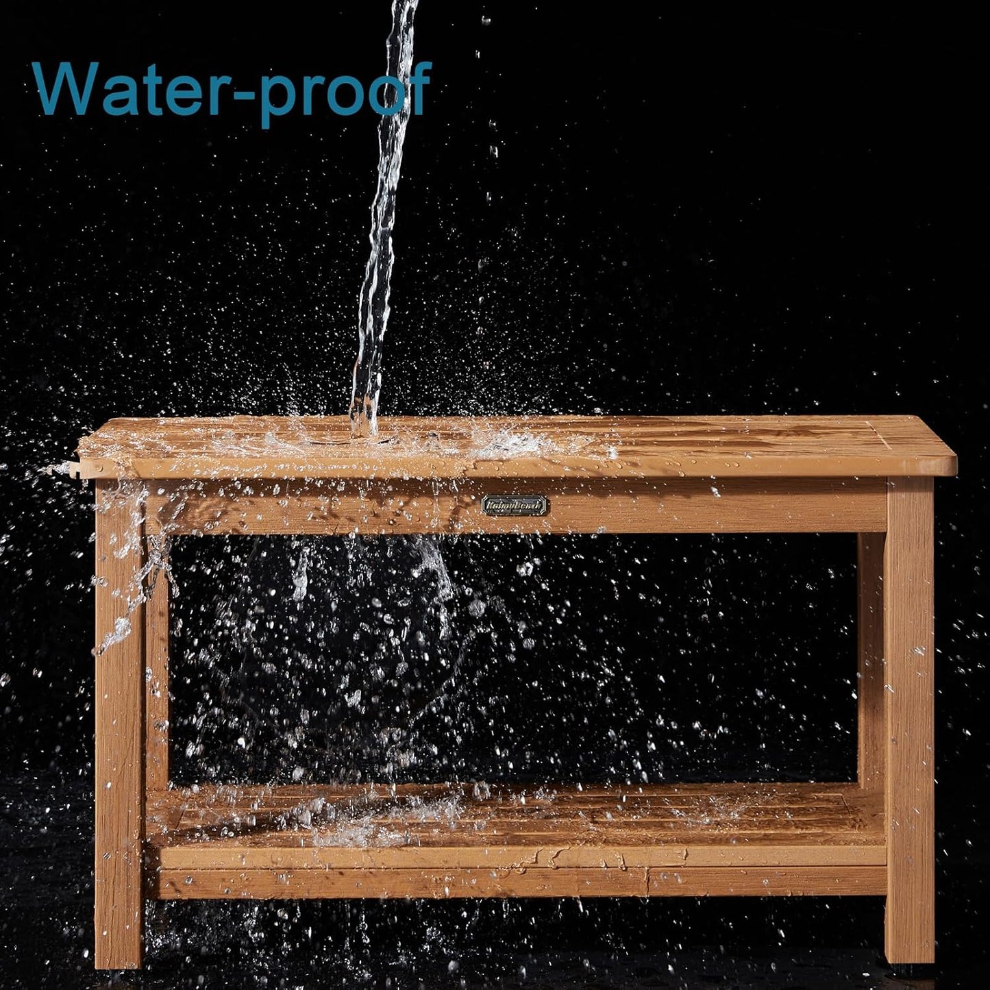 30'' Large Shower Bench Seat, Poly Lumber Bath Stool for Inside Shower Waterproof, HDPS Bathroom Chair for Shaving Legs with Adjustable Feet, Non-Slip & No Maintenance, Brown (30 x 13 Inches)