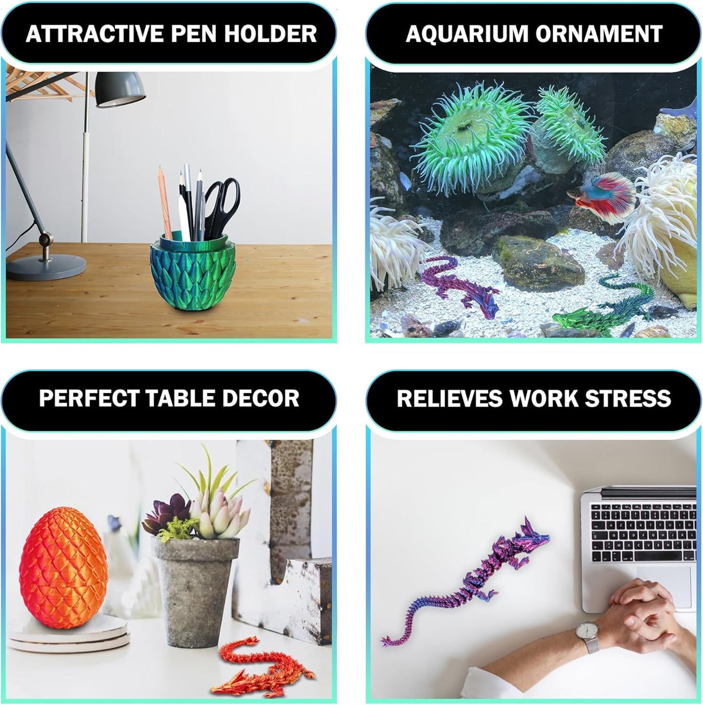 3D Printed Dragon in Egg, Full Articulated Dragon Crystal Dragon with Dragon Egg, Home Office Decor Executive Desk Toys, Adults Fidget Toys for Autism/ADHD, 12 Inches (Laser Orange)