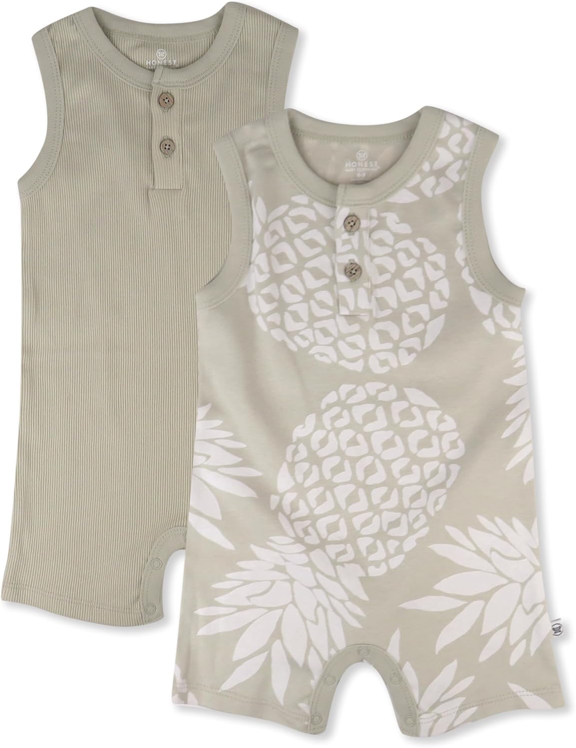 HonestBaby Short Sleeve and Tank Romper 100% Organic Cotton for Infant Baby and Toddler Boys