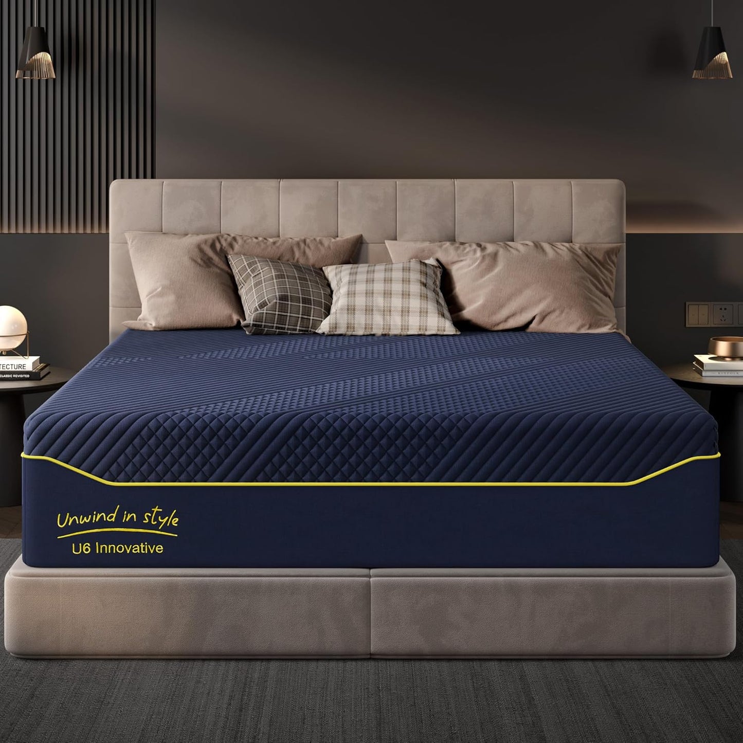 10 Inch Gel-Infused Memory Foam Mattress Full Size,Medium Soft with Removable Washable Cover Cooling Gel Bed in a Box,CertiPUR-US Certified,54"X75"X10" Navy Blue