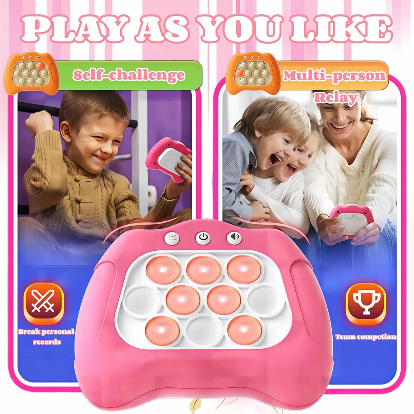 2Pcs Pop Electronic Game,Light Up Pop Game,Fast Push Game for Children Adults,4 Modes Games Fidget Sensory Toys ,Handheld Games Gift Idea for Kids Teens Boys Girls Ages 3-12 Years Old & Up (2)