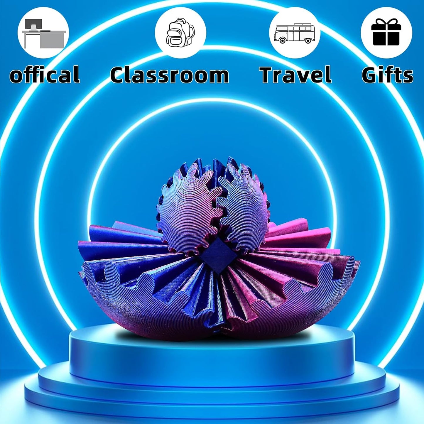 3 PCS Mini 3D Printed Gear Ball,Funny Spin Ball Cube Fidget Toy,Activity Gear Sphere Fidget Spinner Hand Toy,Executive Desk Toys,Creative Gift