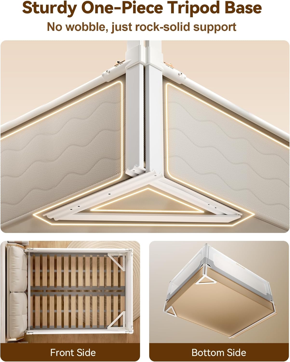 3 Piece Bed Rails for Queen Bed, No-Drill Needed Baby Bed Rail Guard for Toddlers with Height Adjustable, Thickened Child Safety Side Railing Guards/Bedrail for Kids, White/Grey, 60x78.7x78.7in