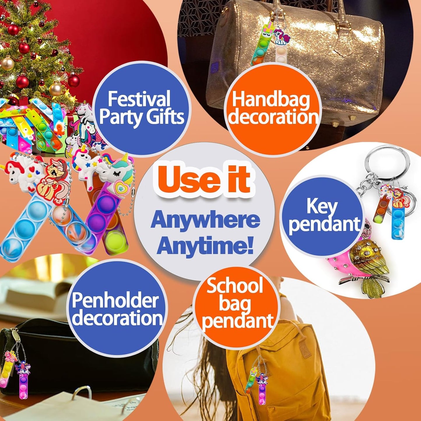 26 Pcs Mini Keychain Pop Fidget Toys for Kids, Birthday Party Favors for 3-5, 4-8, 8-12, Bulk Sensory Toys for Classroom Prizes, Party Supplies for Pinata Stuffers, Carnival Prizes (Animal)