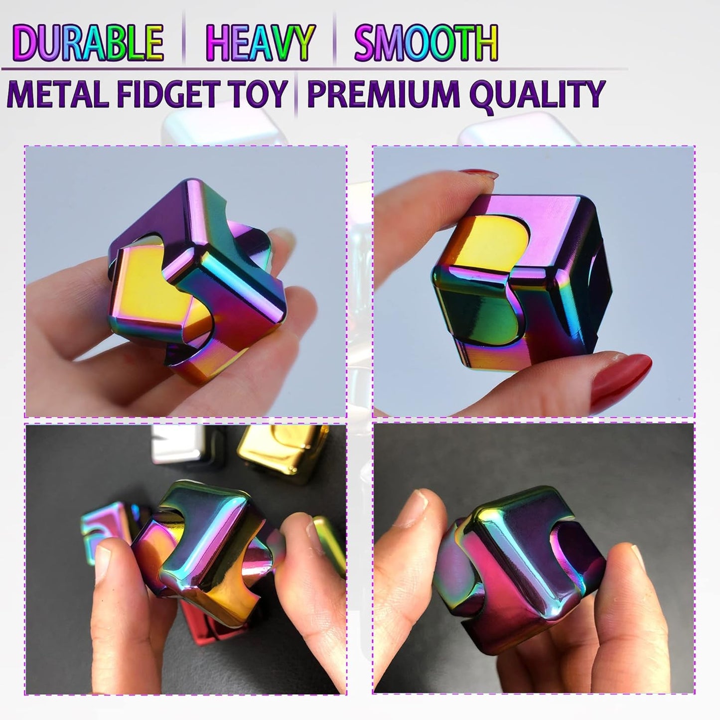 2pc Fidget Spinner Toys Cube Adults, Easter Basket Stuffers for Teens Metal EDC Cool Desk Gadgets Office Toys Small Anxiety Figette Sensory Toy, ADHD Tool Fingears Figet Stress Valentine Gift for Boy