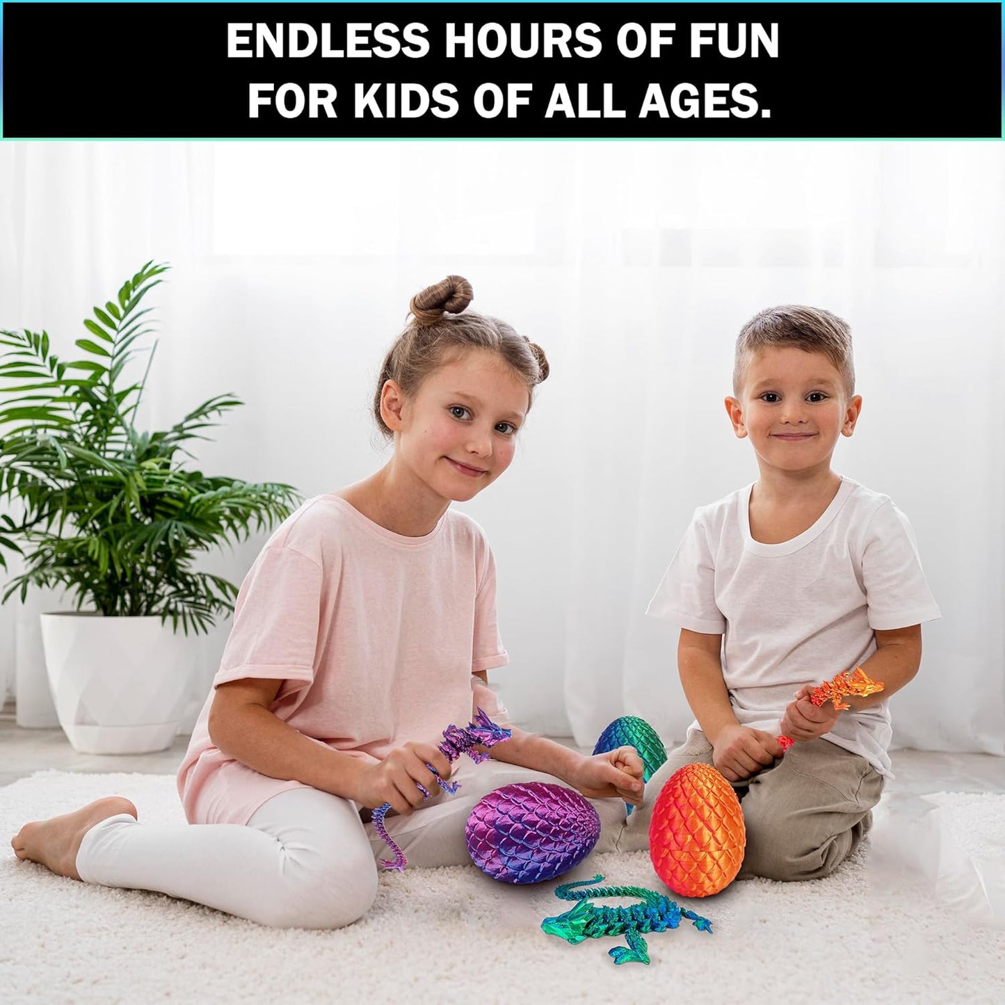 3D Printed Dragon in Egg, Full Articulated Dragon Crystal Dragon with Dragon Egg, Home Office Decor Executive Desk Toys, Adults Fidget Toys for Autism/ADHD, 12 Inches (Laser Green)