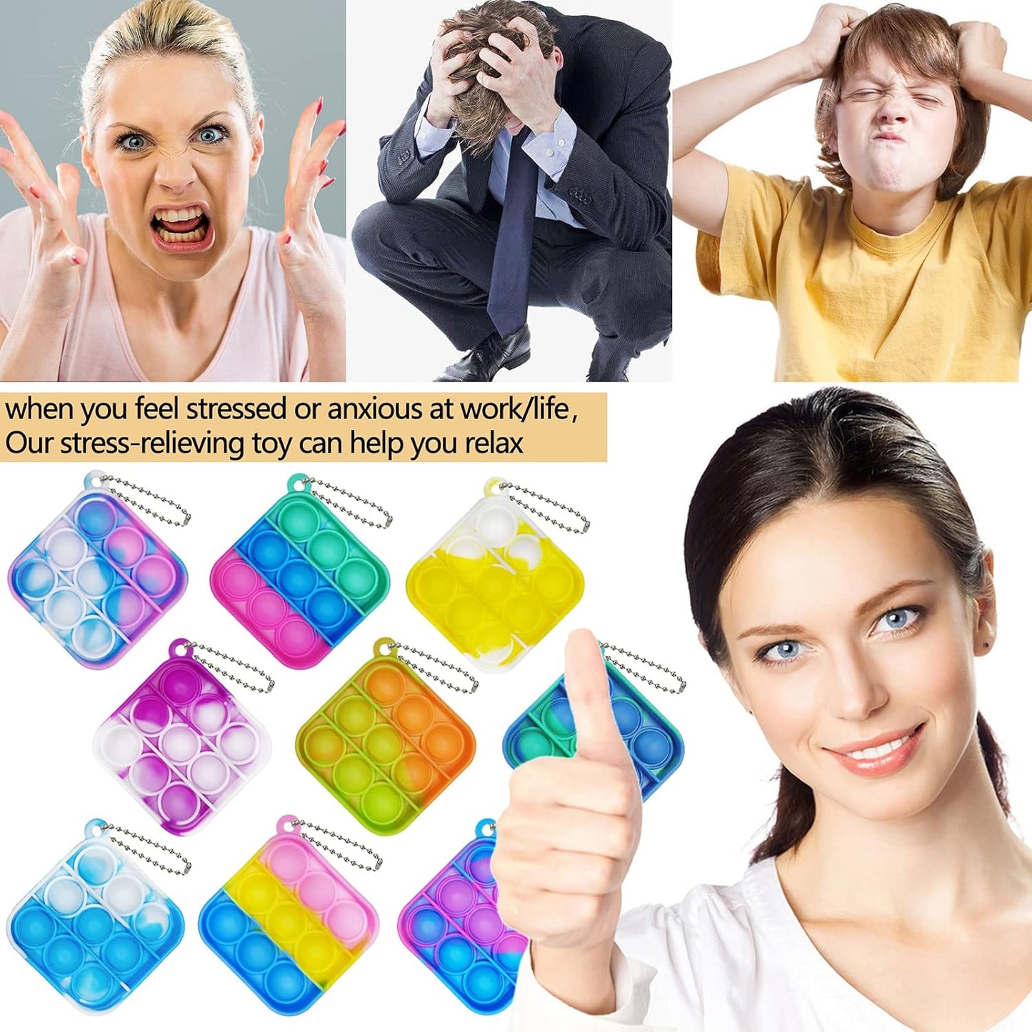 120 Pcs Mini Pop Bubble Fidget Toys, Silicone Keychain Small Pop Bulk for Party Favors, Classroom Prizes, Reliever Hand Toy Goodie Bag Stuffers Halloween Christmas Birthday Gifts for Kids Students