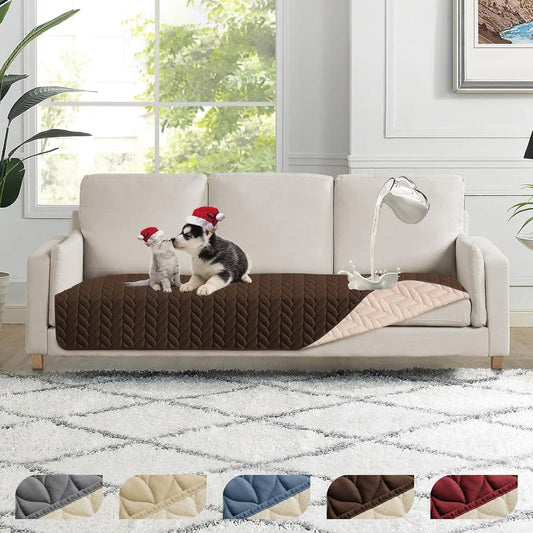 100% Waterproof Dog Bed Cover, 30x70inch Brown Sofa Cover Anti-Slip, Reusable Changing Pad, Washable Camping Mat for Pets/Kids/Adult/Dog/Cat,Geometric Embroidery Blanket 2024 New