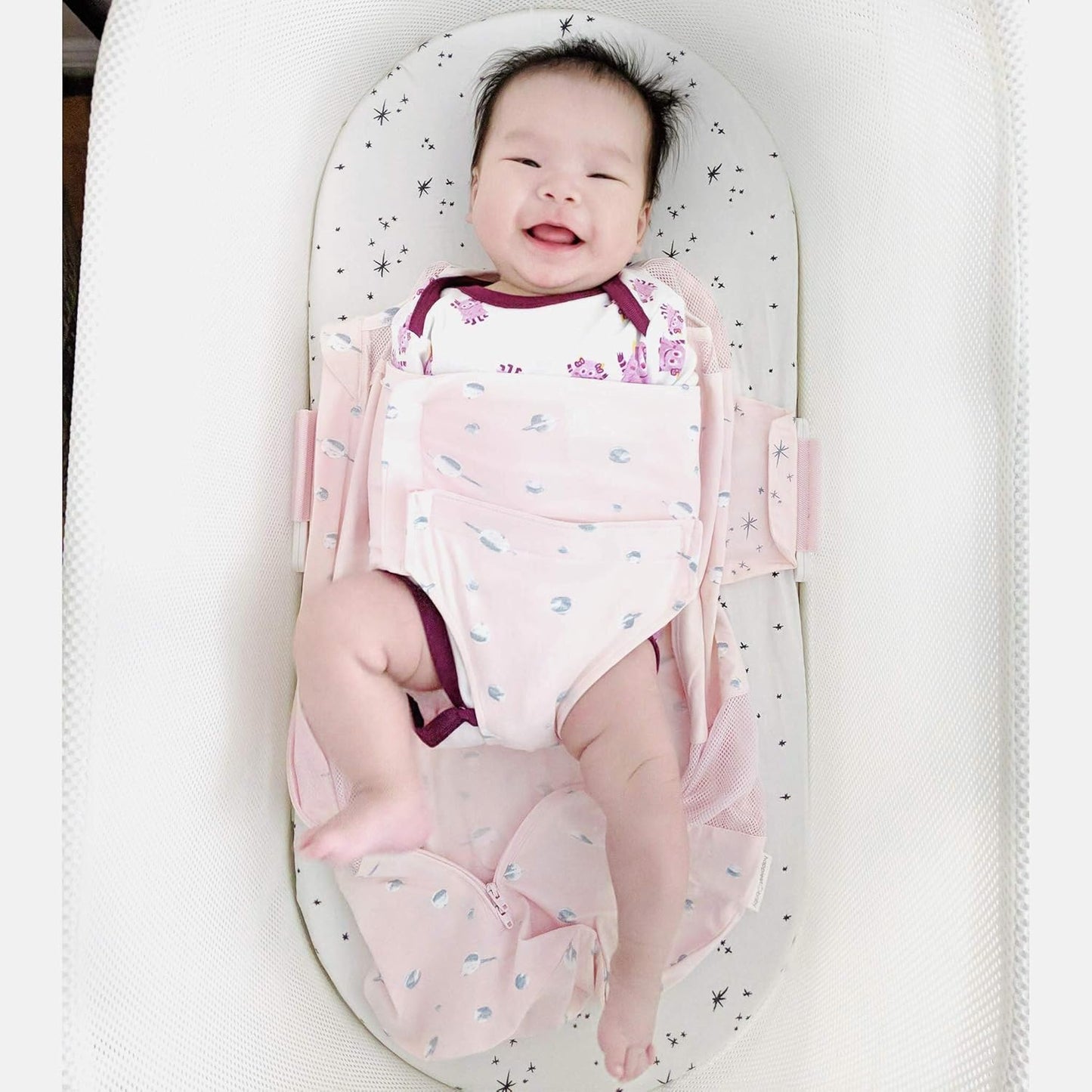Happiest Baby SNOO Sleep Sack - 100% Organic Cotton Baby Swaddle Blanket - Doctor Designed Promotes Healthy Hip Development - 3-Pack Bundle (Midnight Planets, S, M, L)