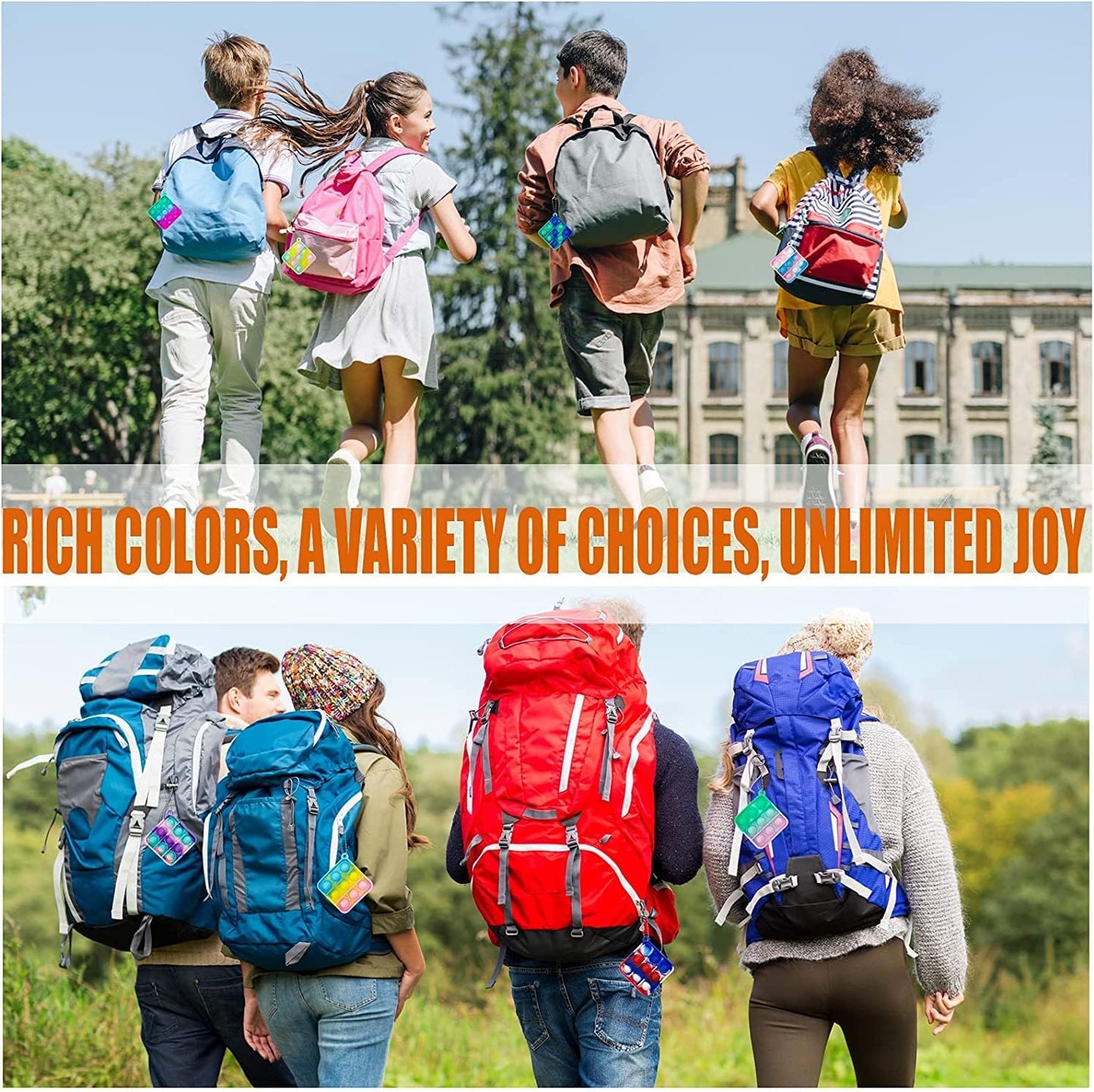 300 pcs Random Color Mini Squeeze Pop Bubble Fidget Sensory Toys, Mini Keychain Wrap Small Relieve Anxiety Stress Toy, Pop Bulk Silicone Classroom Prize for Kids Adult Party Gift