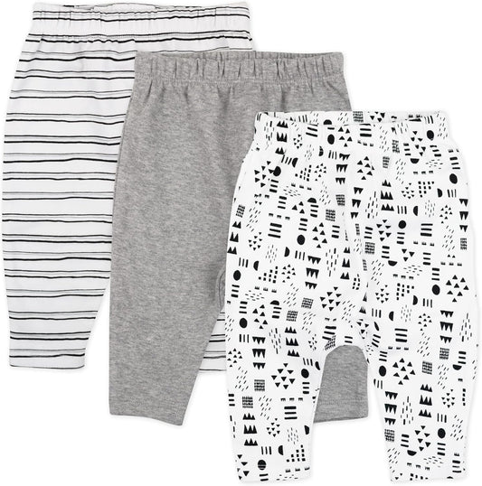 HonestBaby Multipack Harem Pants Roomy Fit Pull on Bottoms 100% Organic Cotton for Infant Baby Boys, Girls, Unisex