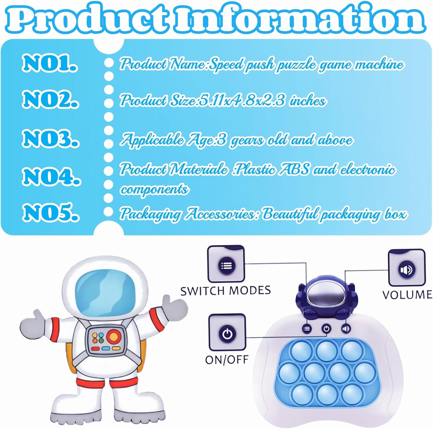 2024 New Speed Push Handheld Game Machine 2Pc-Fidget Console,Music Whack A Mole Stress Relief Fidget Toys,Squeeze Poppet Sensory Push Pop Bubble Toy,Quick Push Light Up Pop Game for Adults/Kids (TKR)