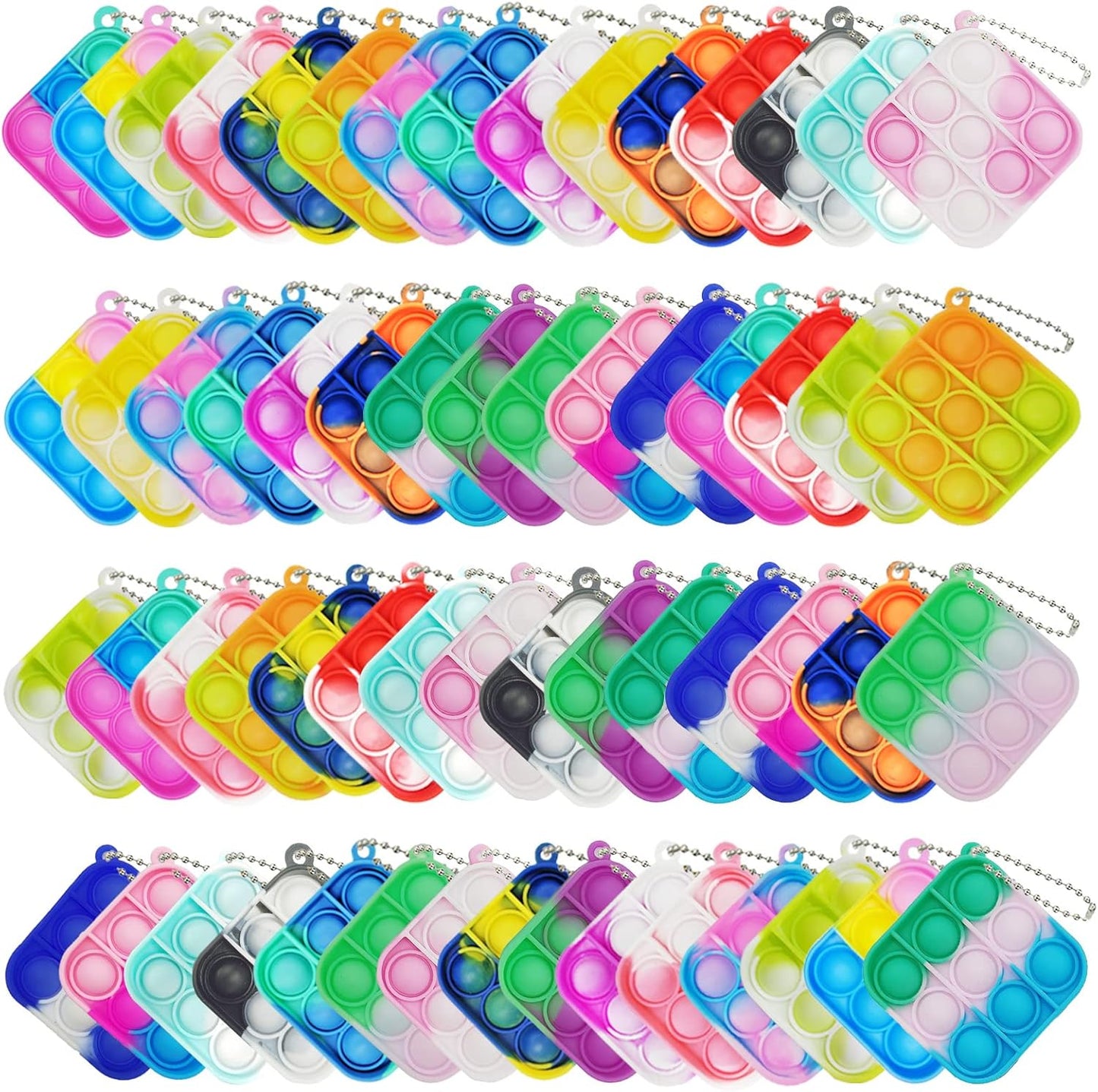 120 Pcs Mini Pop Bubble Fidget Toys, Silicone Keychain Small Pop Bulk for Party Favors, Classroom Prizes, Reliever Hand Toy Goodie Bag Stuffers Halloween Christmas Birthday Gifts for Kids Students