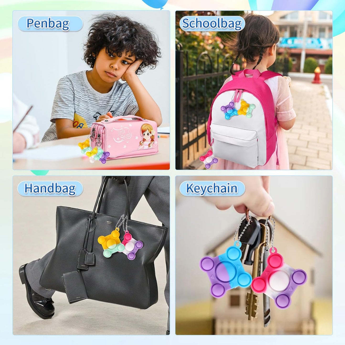 32 PCS New Mini Big Pop Fidget Toys Pack Party Favors, Silicone Squeeze Pop Bubble Fidget Bulk Sensory Toys, Pop Keychain Bubble Toy Party Bag Fillers for Kids, Wrap Pop Toy