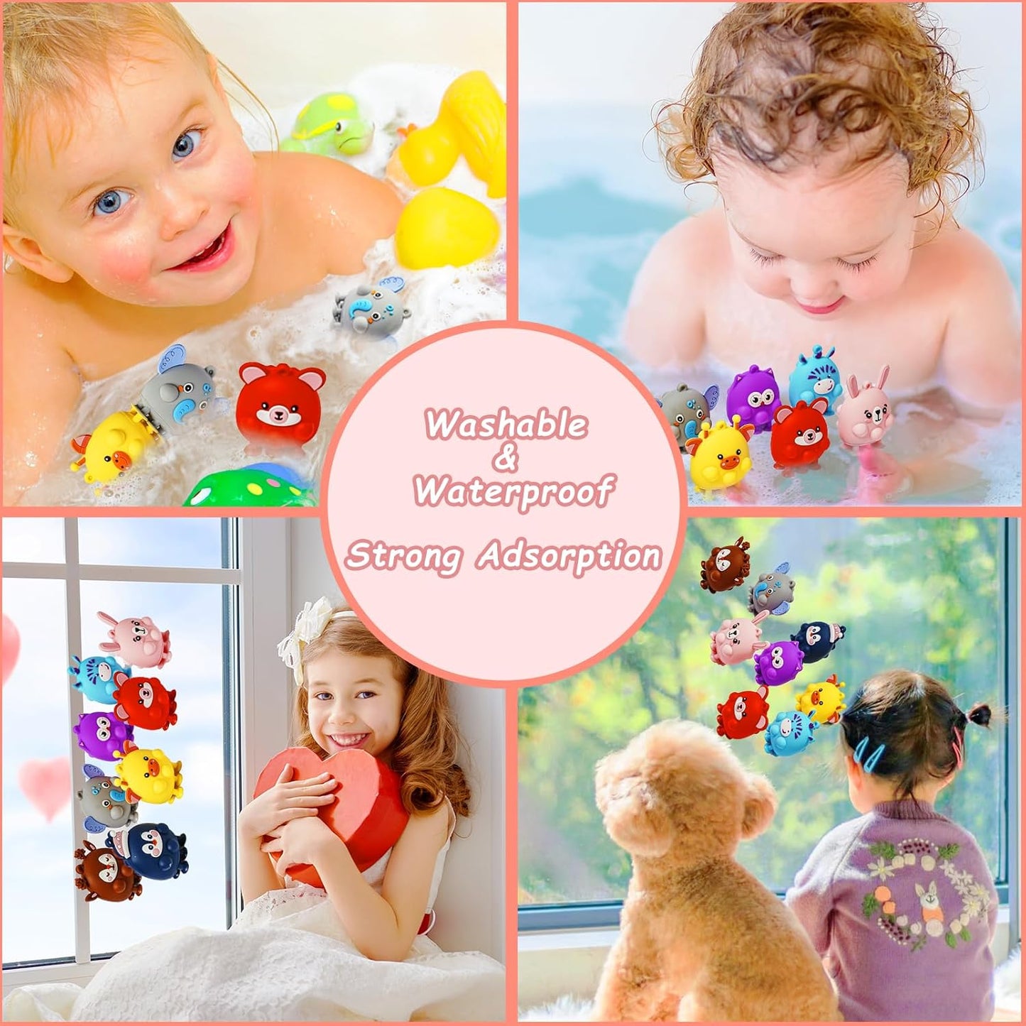 16 Pcs Party Favors for Kids, 3D Animal Pop Fidget Toys Bulk, Sensory Bath Suction Toys for Toddlers, Carnival Treasure Classroom Prizes Box Toys, Fidget Stocking Stuffers Birthday Party Gifts