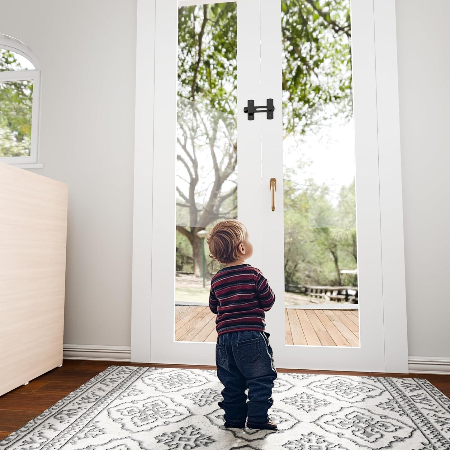 2PCS 180 Degree Matte Black Bifold Latch Flip Sliding Barn Door Latches, Gate Latch for Barn Door, Sliding Door, Pet Door, Garage, Bathroom, Window, Outdoor