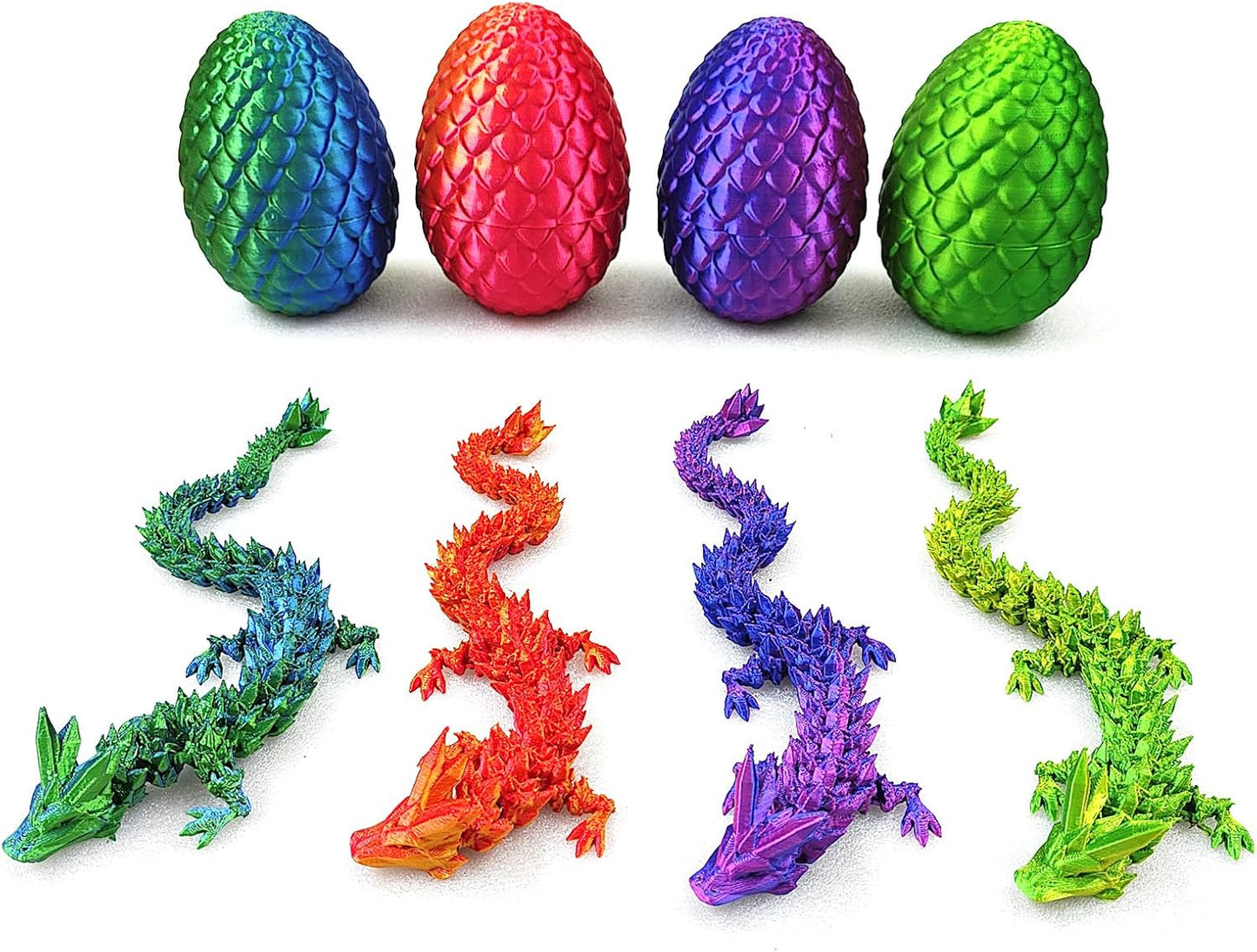 3D Printed Dragon in Egg with Dragon Inside,Dragon Surprise Egg,Flexible Joints Home Office Dragon Decor Executive Desk Toys for Autism/ADHD,Crystal Dragon Eggs Fidget Toy (Laser Purple)