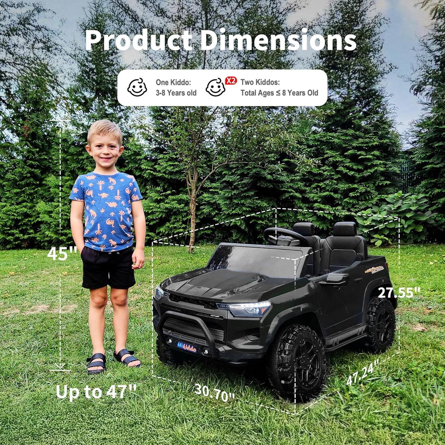 24V 10Ah Ride on Toy for Big Kids, 4WD 2 Seater Electric SUV Kids Car to Drive w/Remote Control, 4x200W Motors - Black