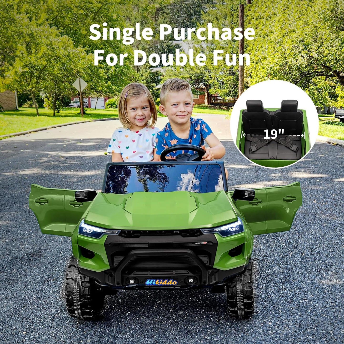 24V 10Ah Ride on Toy for Big Kids, 4WD 2 Seater Electric SUV Kids Car to Drive w/Remote Control, 4x200W Motors - Army Green