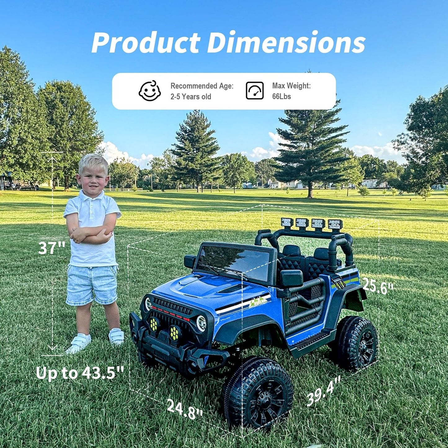 24V Kids Ride on Car, Kids Electric Vehicles Car Ride on Toy Truck for Toddlers w/Remote Control, 400W Motor - Blue